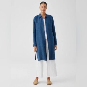 Eileen Fisher Delave Organic Linen Shirt Dress In M